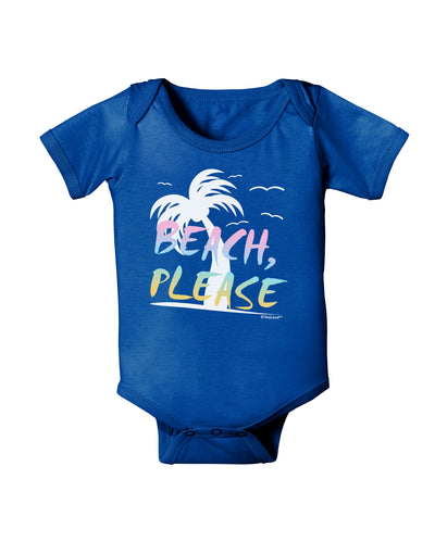 Beach Please - Summer Colors with Palm Trees Baby Bodysuit Dark-Baby Romper-TooLoud-Royal-Blue-06-Months-Davson Sales
