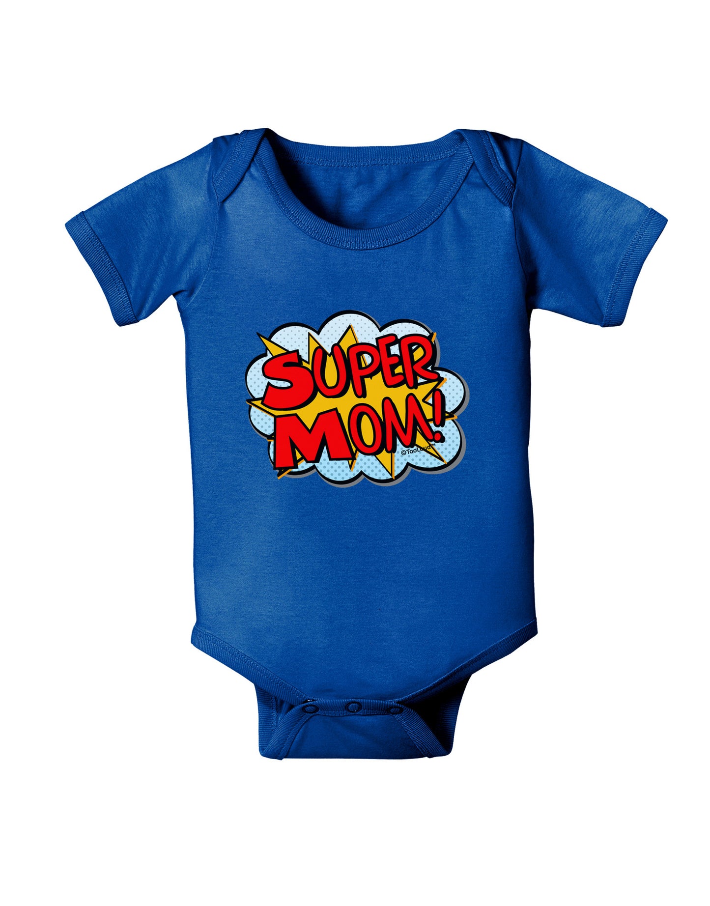 Super Mom - Superhero Comic Style Baby Bodysuit Dark-Baby Romper-TooLoud-Royal-Blue-06-Months-Davson Sales