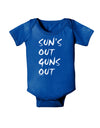 Suns Out Guns Out Baby Bodysuit Dark-Baby Romper-TooLoud-Royal-Blue-06-Months-Davson Sales