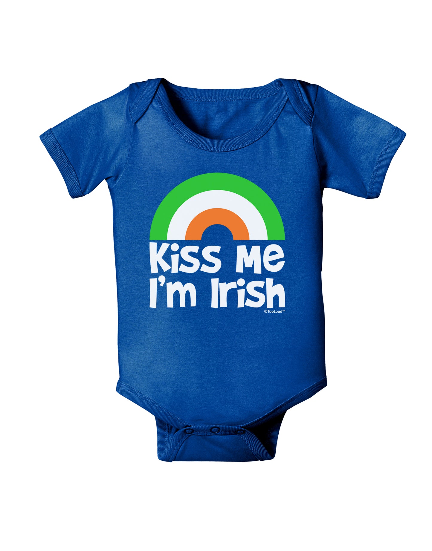 Irish Flag Rainbow - Kiss Me I'm Irish Baby Bodysuit Dark by TooLoud-Baby Romper-TooLoud-Royal-Blue-06-Months-Davson Sales