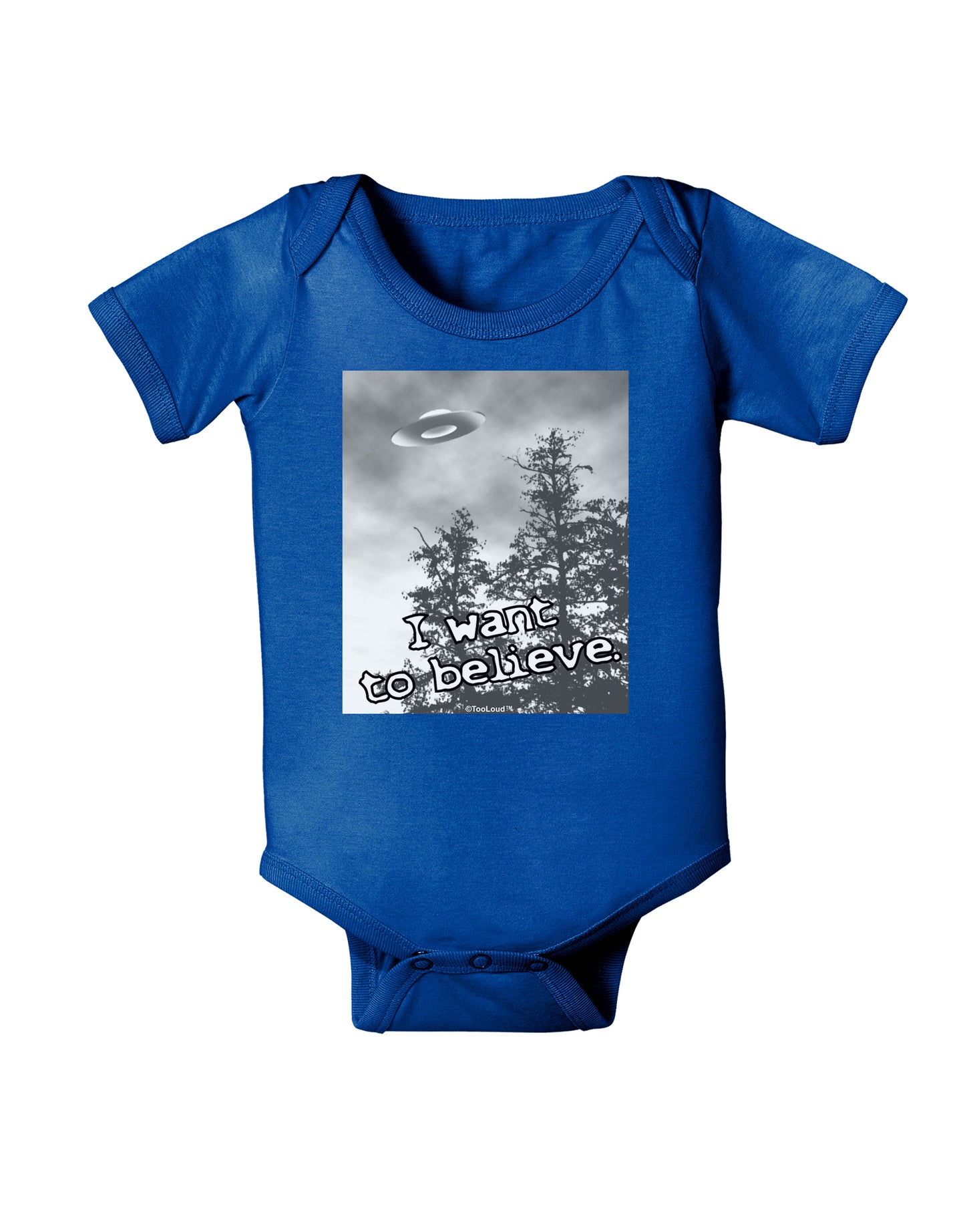 I Want to Believe - UFO Baby Bodysuit Dark by TooLoud-Baby Romper-TooLoud-Royal-Blue-06-Months-Davson Sales