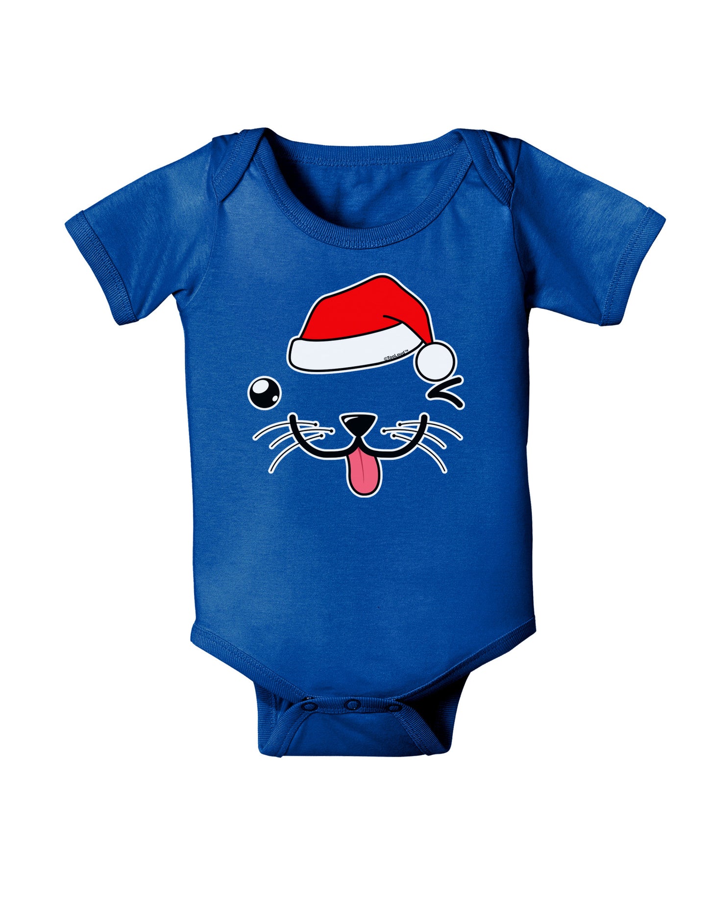 Kyu-T Face Puppino Santa Boy Dog Baby Bodysuit Dark-Baby Romper-TooLoud-Royal-Blue-06-Months-Davson Sales