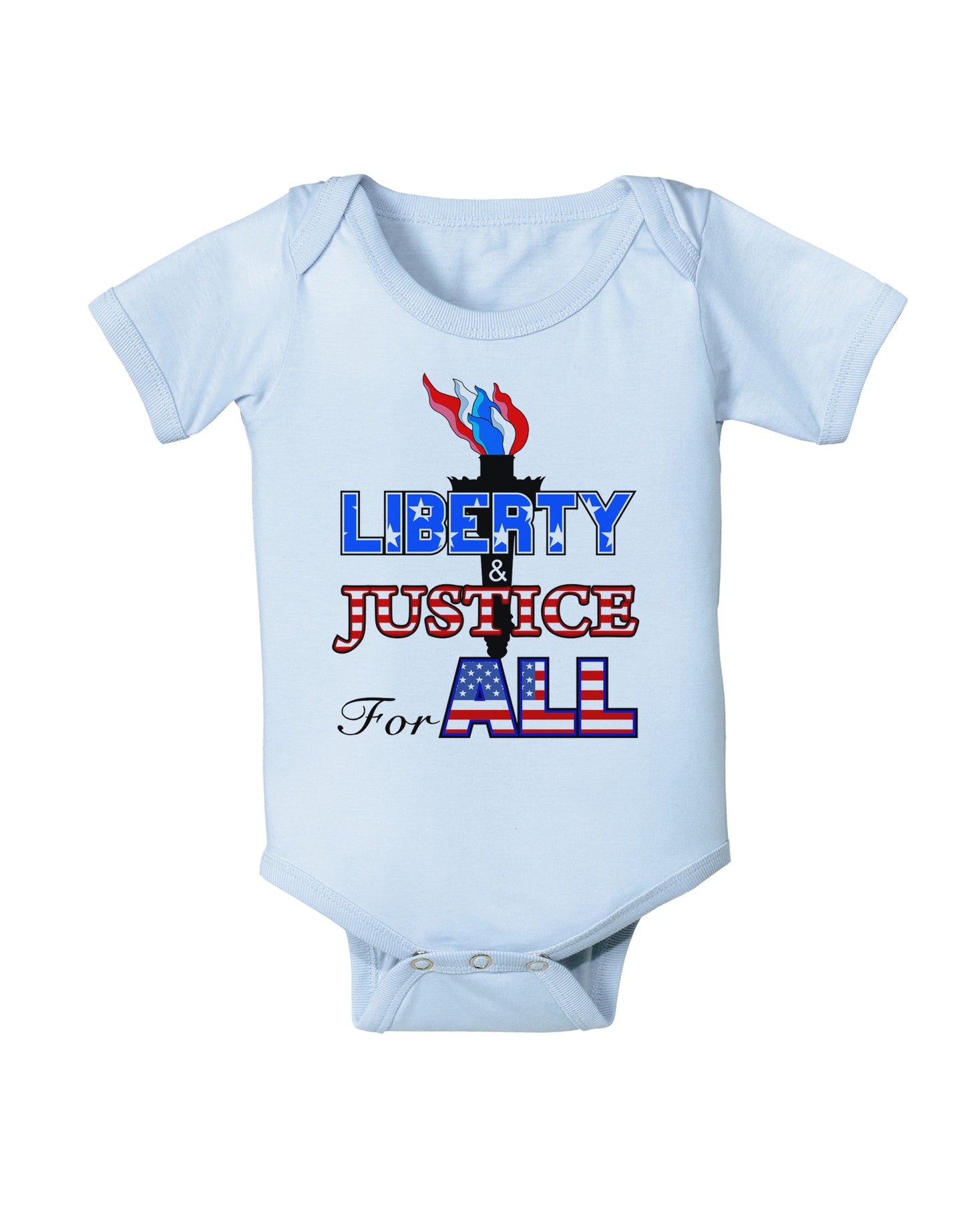 Liberty and Justice for All Baby Bodysuit One Piece-Baby Romper-TooLoud-Light-Blue-06-Months-Davson Sales