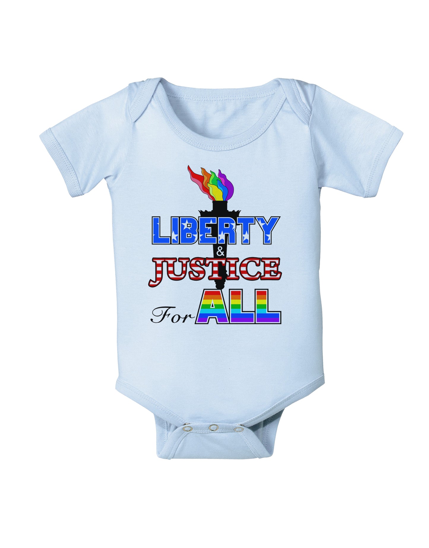 Gay Equality Liberty Justice for All Baby Bodysuit One Piece-Baby Romper-TooLoud-Light-Blue-06-Months-Davson Sales