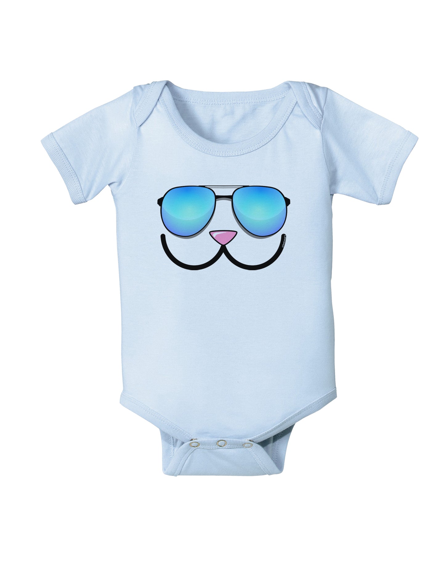 Kyu-T Face - Kawa Cool Sunglasses Infant Onesie-TooLoud-Light-Blue-06-Months-Davson Sales