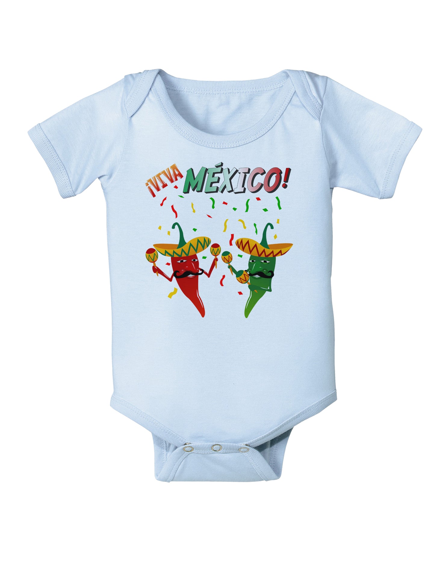 Viva Mexco Chili Peppers Infant Onesie-TooLoud-Light-Blue-06-Months-Davson Sales