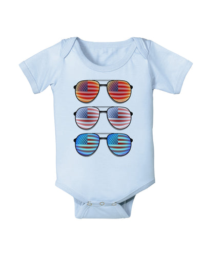 Red White and Blue USA Flag Aviators Baby Bodysuit One Piece-Baby Romper-TooLoud-Light-Blue-06-Months-Davson Sales