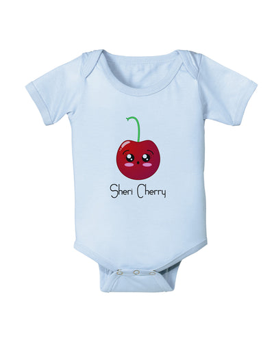 Sheri Cherry Text Baby Bodysuit One Piece-Baby Romper-TooLoud-Light-Blue-06-Months-Davson Sales