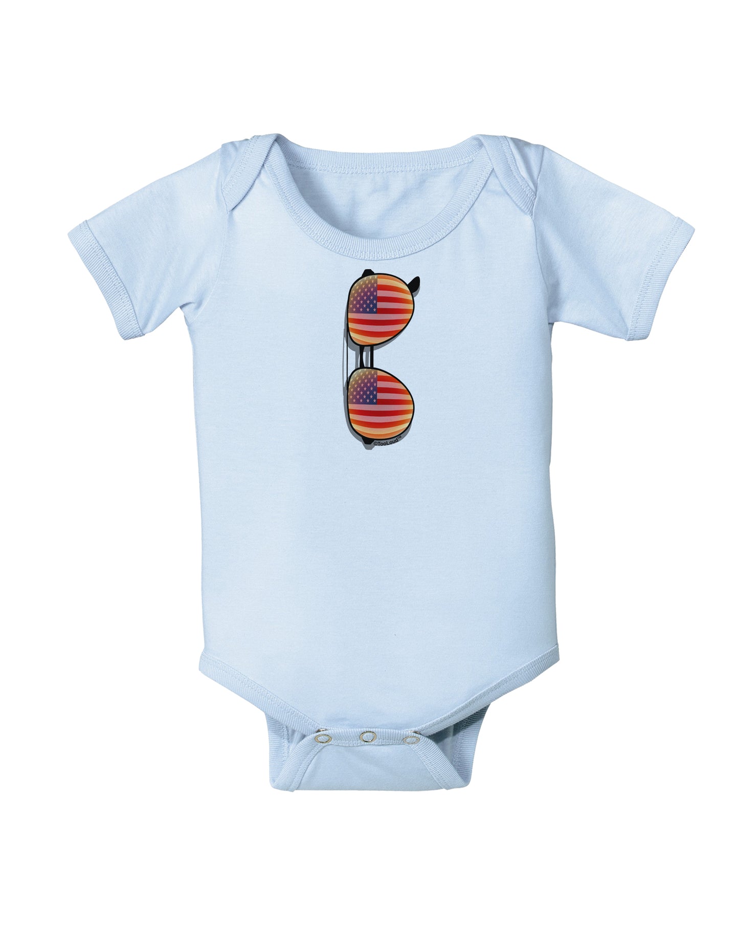 Red American Flag Aviator Sunglasses Baby Bodysuit One Piece-Baby Romper-TooLoud-Light-Blue-06-Months-Davson Sales