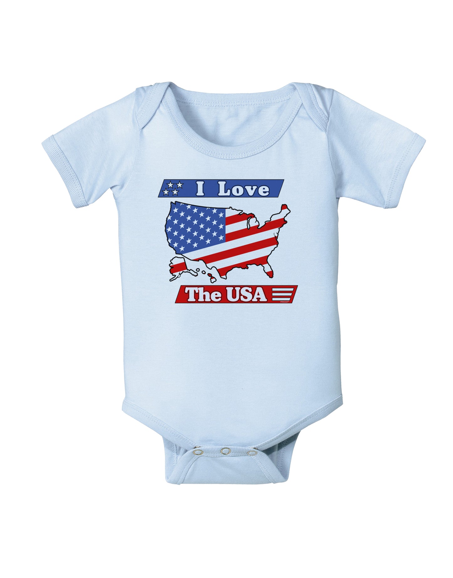I Love The USA Baby Bodysuit One Piece-Baby Romper-TooLoud-Light-Blue-06-Months-Davson Sales