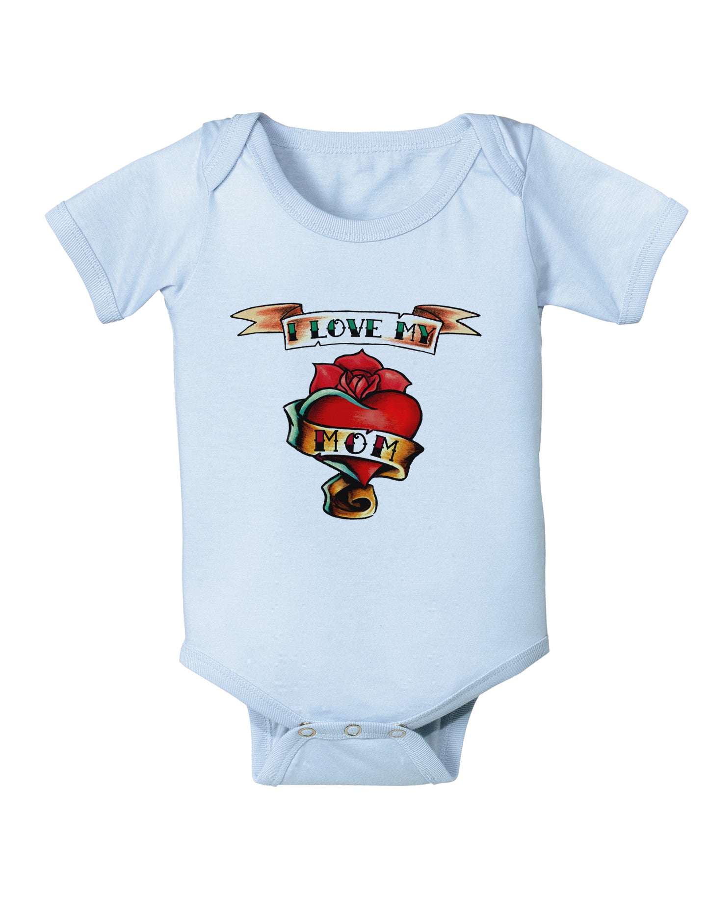 Tattoo Heart I Love My Mom Infant Onesie-TooLoud-Light-Blue-06-Months-Davson Sales