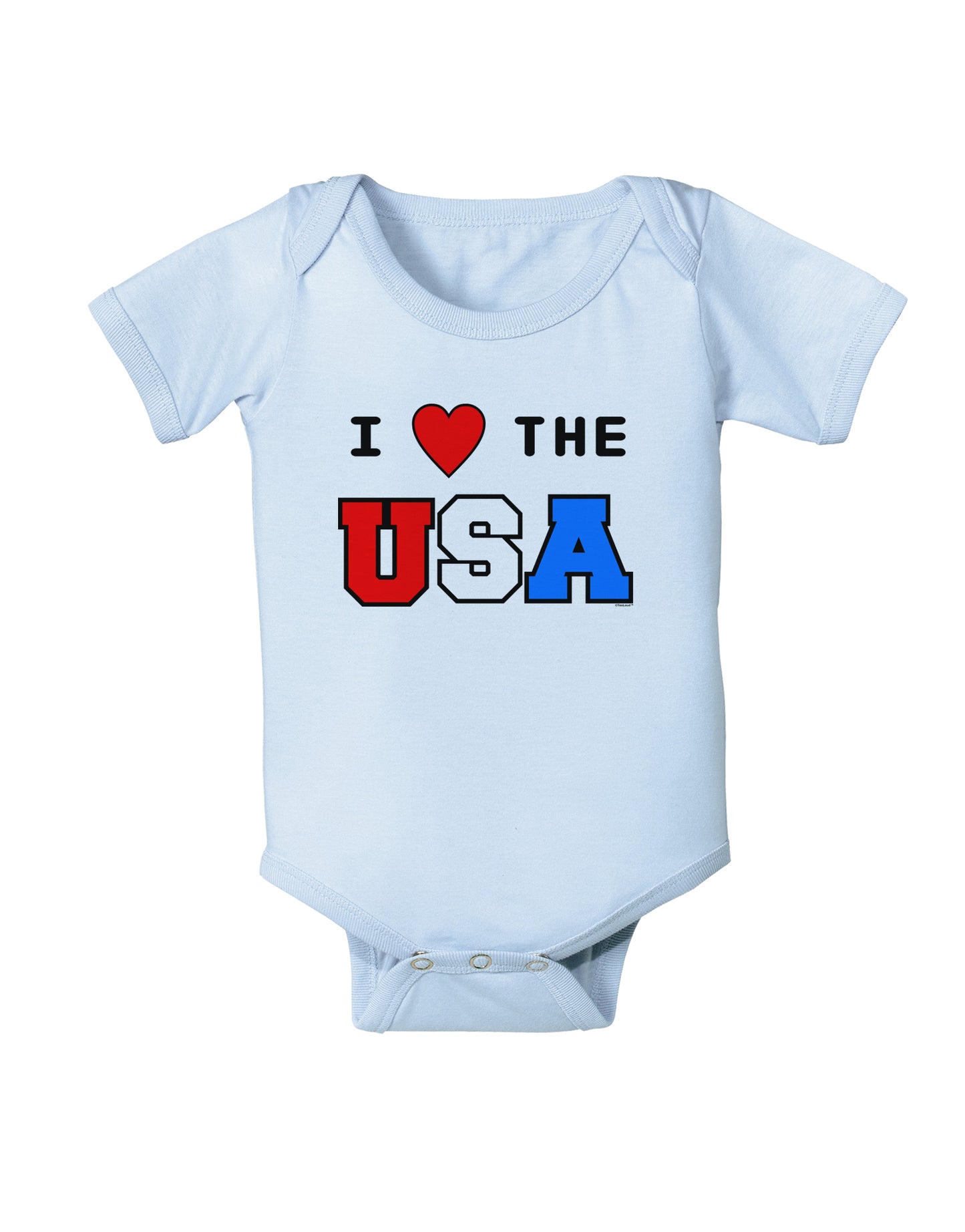 I Love Heart the USA Baby Bodysuit One Piece-Baby Romper-TooLoud-Light-Blue-06-Months-Davson Sales