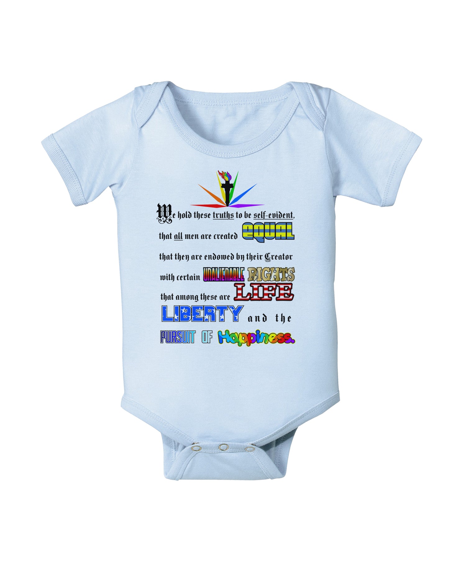 Equality Life Liberty Pursuit of Happiness Baby Bodysuit One Piece-Baby Romper-TooLoud-Light-Blue-06-Months-Davson Sales