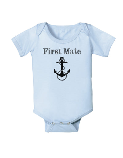 Ship First Mate Nautical Anchor Boating Baby Bodysuit One Piece-Baby Romper-TooLoud-Light-Blue-06-Months-Davson Sales