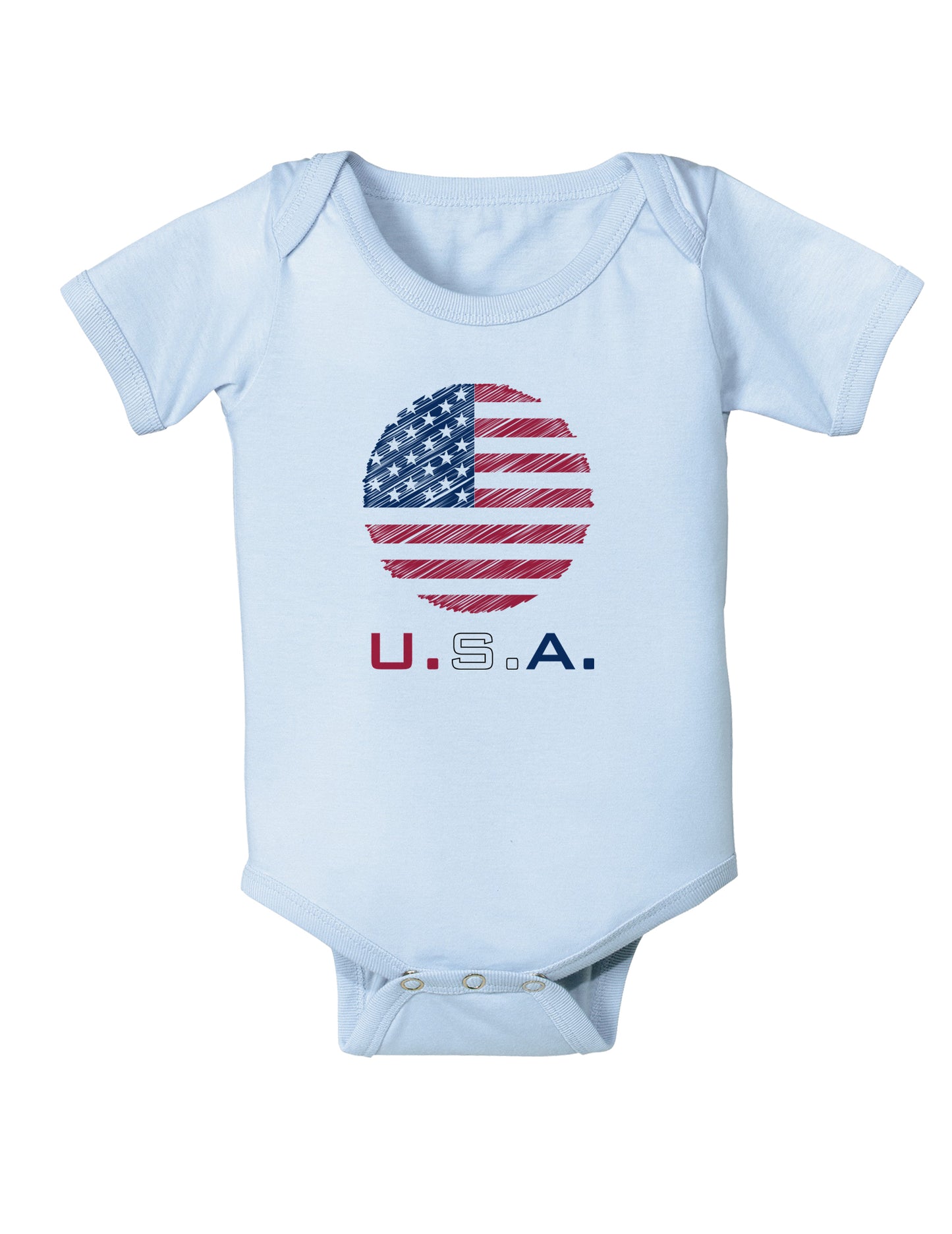 American Flag Scribble Baby Bodysuit One Piece-Baby Romper-TooLoud-Light-Blue-06-Months-Davson Sales