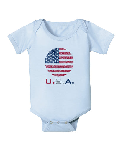 American Flag Scribble Baby Bodysuit One Piece-Baby Romper-TooLoud-Light-Blue-06-Months-Davson Sales