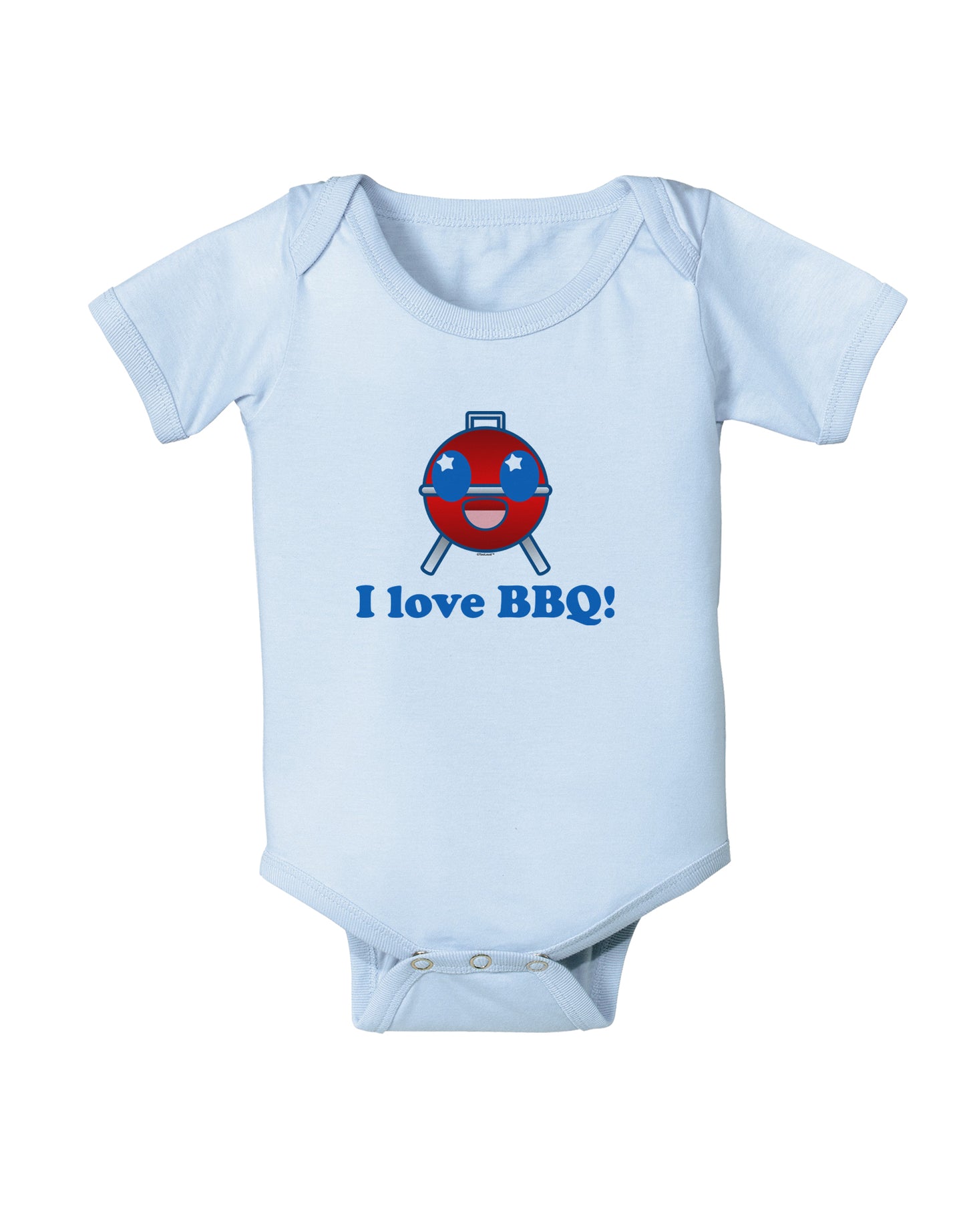 I Love BBQ Baby Bodysuit One Piece-Baby Romper-TooLoud-Light-Blue-06-Months-Davson Sales