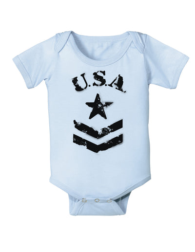 USA Military Star Stencil Logo Baby Bodysuit One Piece-Baby Romper-TooLoud-Light-Blue-06-Months-Davson Sales