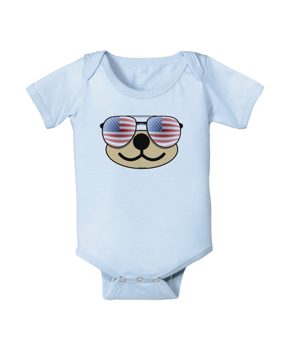 Kyu-T Face - Beartholomew Patriotic Sunglasses Baby Bodysuit One Piece-Baby Romper-TooLoud-Light-Blue-06-Months-Davson Sales