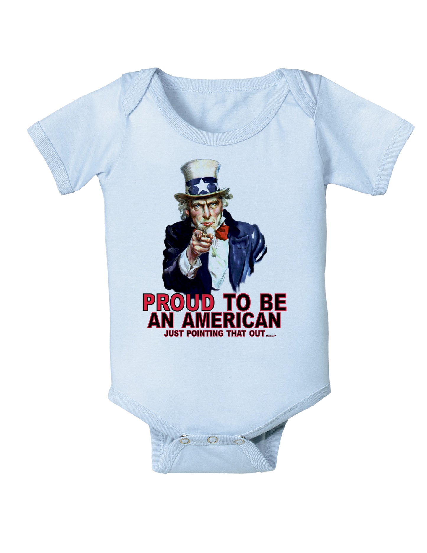 Uncle Sam Proud to be an American Baby Bodysuit One Piece-Baby Romper-TooLoud-Light-Blue-06-Months-Davson Sales