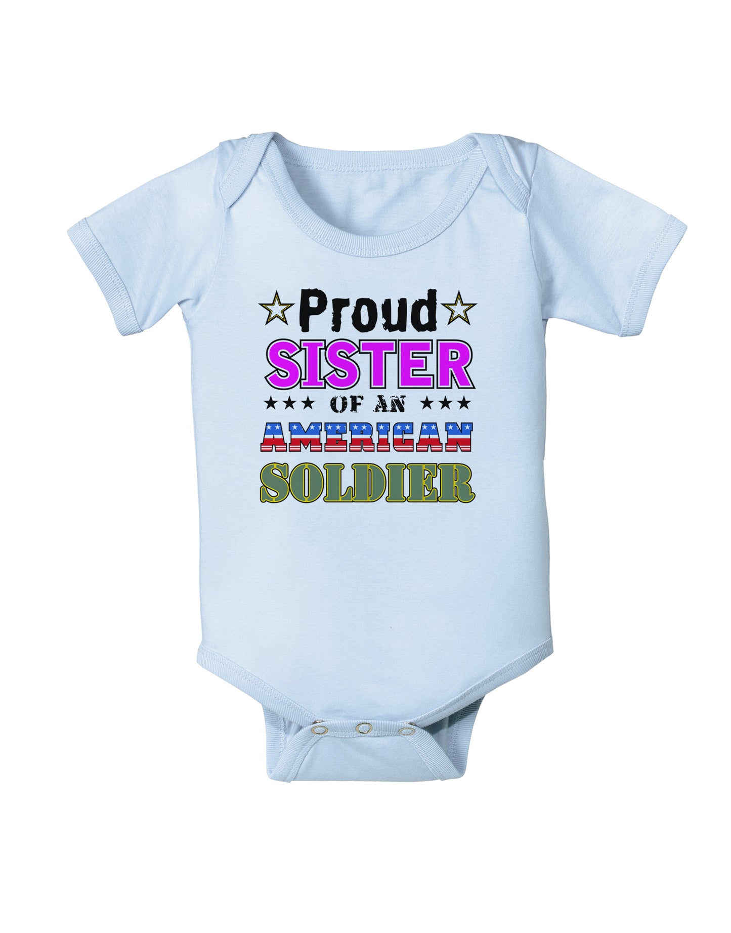 Proud Sister of an American Soldier Baby Bodysuit One Piece-Baby Romper-TooLoud-Light-Blue-06-Months-Davson Sales