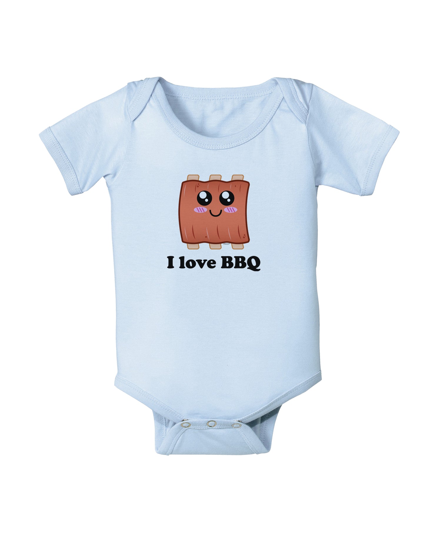I love BBQ Ribs Baby Bodysuit One Piece-Baby Romper-TooLoud-Light-Blue-06-Months-Davson Sales