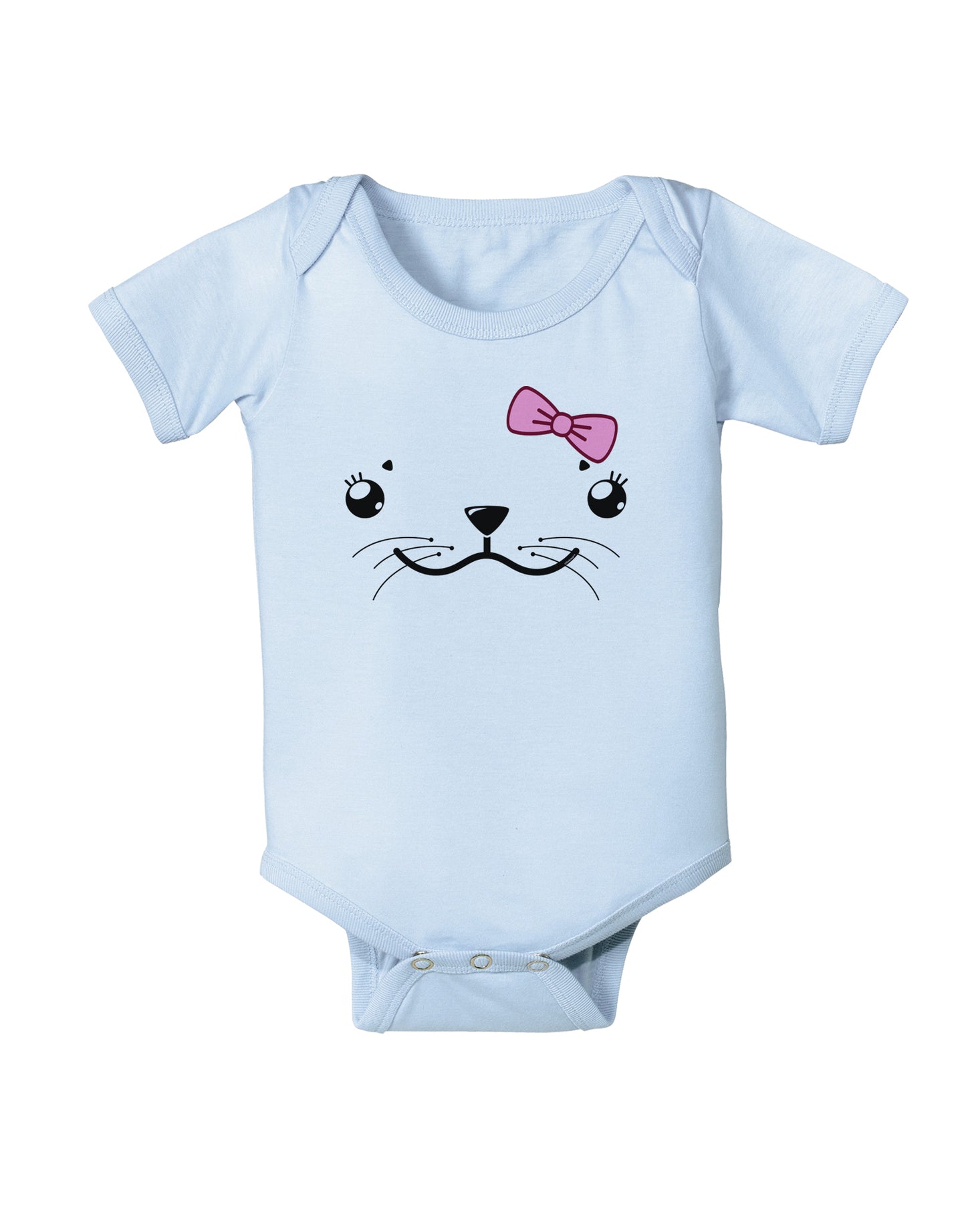 Kyu-T Face - Sealia Cute Girl Seal Infant Onesie-TooLoud-Light-Blue-06-Months-Davson Sales