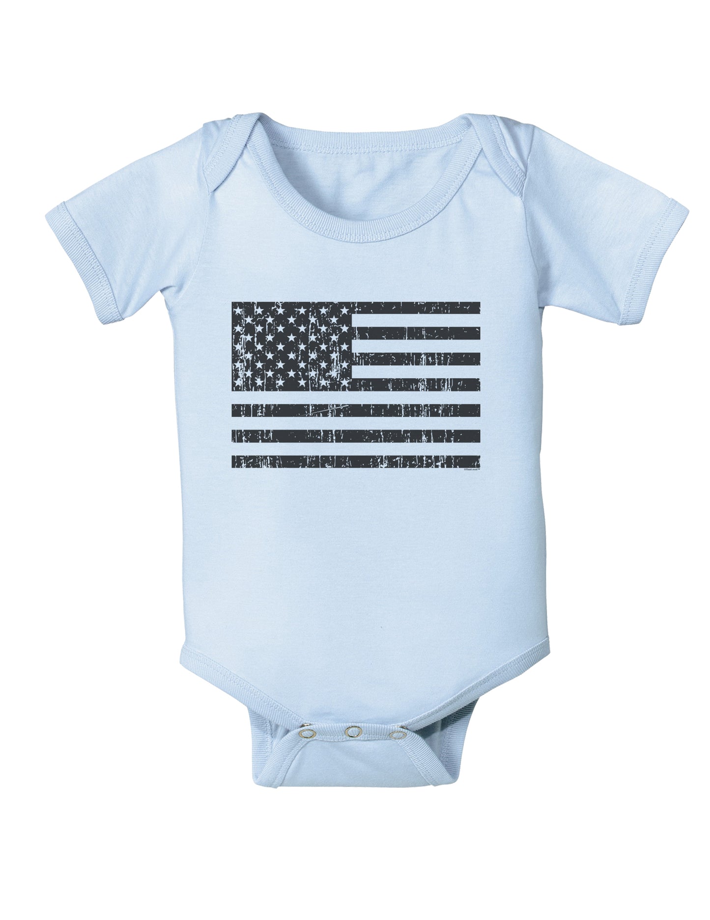 Distressed Black and White American Flag Baby Bodysuit One Piece-Baby Romper-TooLoud-Light-Blue-06-Months-Davson Sales