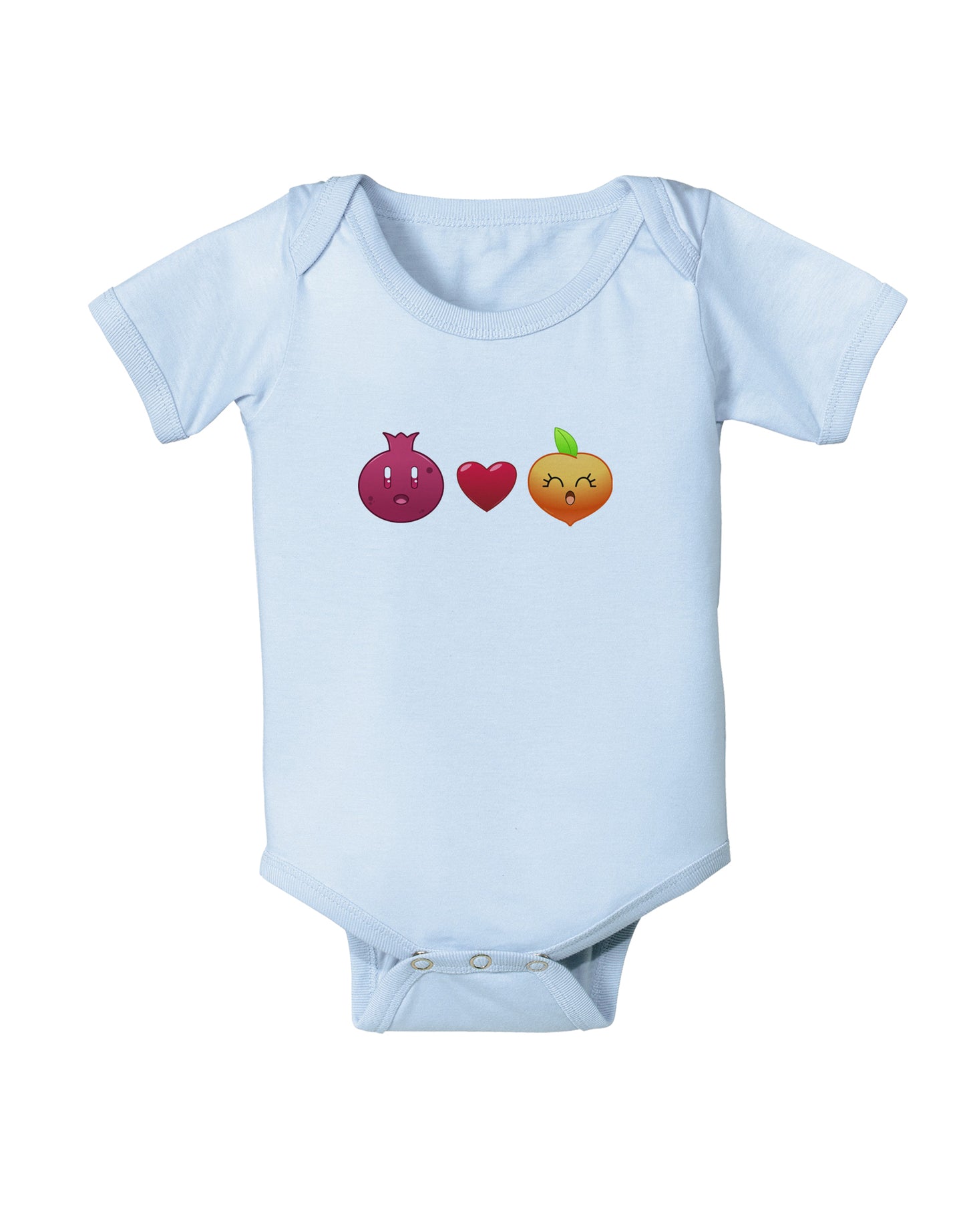 Pomegranate Heart Peach Baby Bodysuit One Piece-Baby Romper-TooLoud-Light-Blue-06-Months-Davson Sales