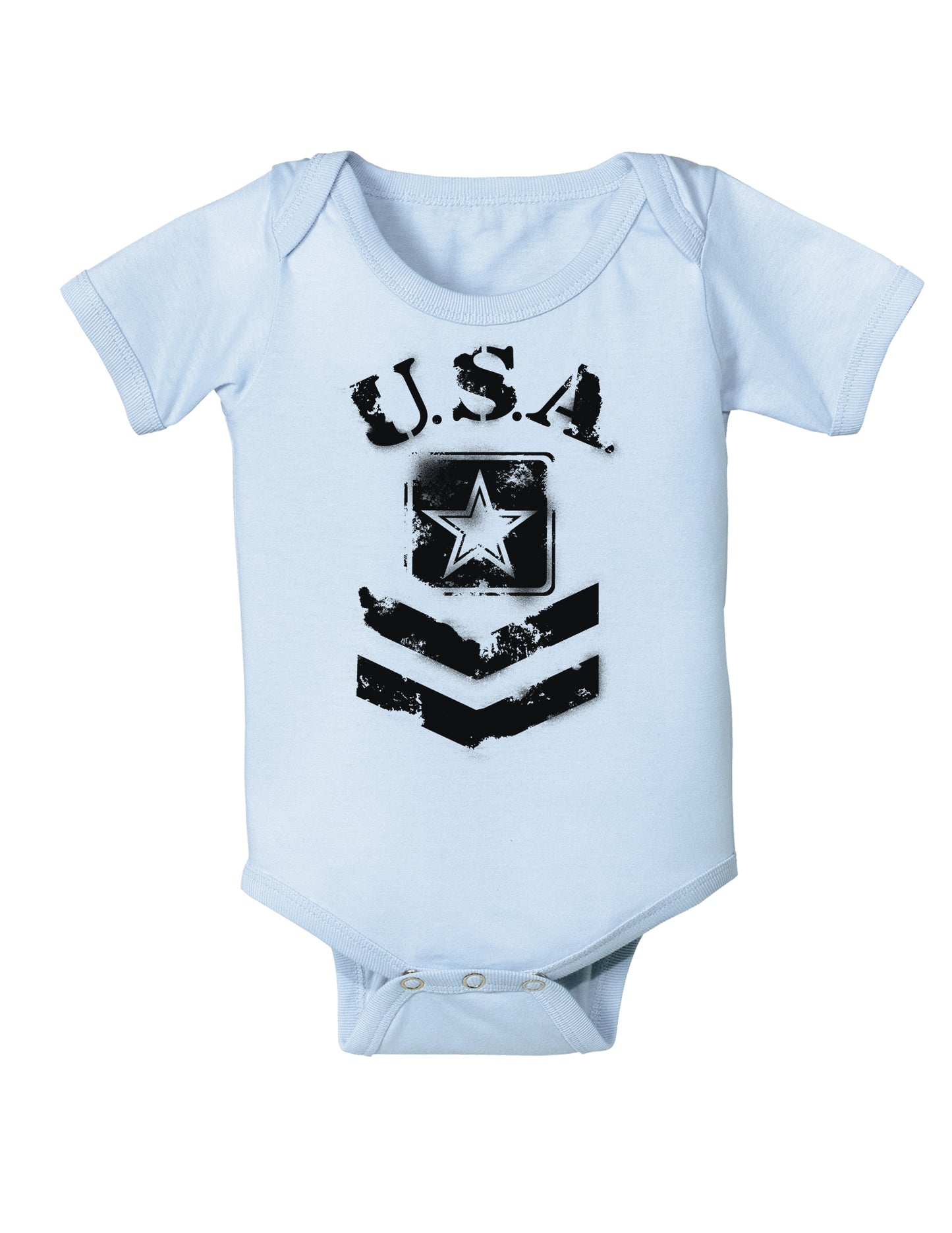 USA Military Army Stencil Logo Baby Bodysuit One Piece-Baby Romper-TooLoud-Light-Blue-06-Months-Davson Sales