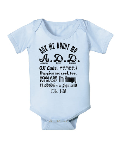 Ask Me About My A.D.D. Baby Bodysuit One Piece-Baby Romper-TooLoud-Light-Blue-06-Months-Davson Sales