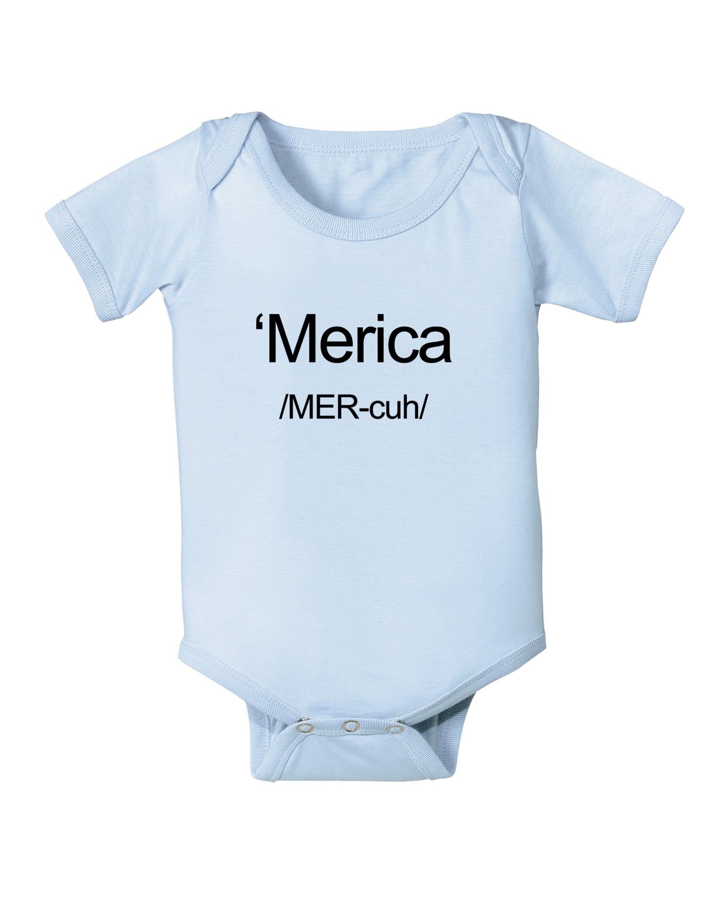 Merica Text Baby Bodysuit One Piece-Baby Romper-TooLoud-Light-Blue-06-Months-Davson Sales