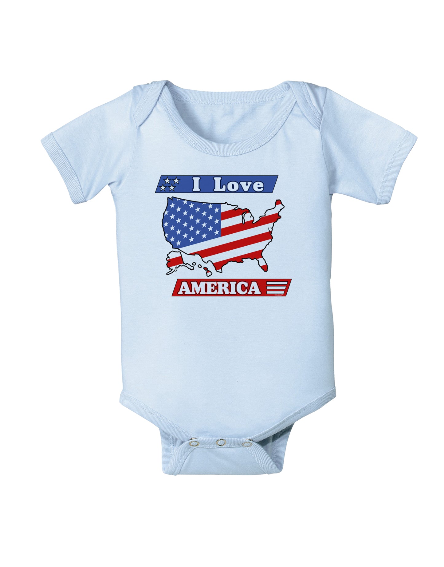 I Love America Baby Bodysuit One Piece-Baby Romper-TooLoud-Light-Blue-06-Months-Davson Sales