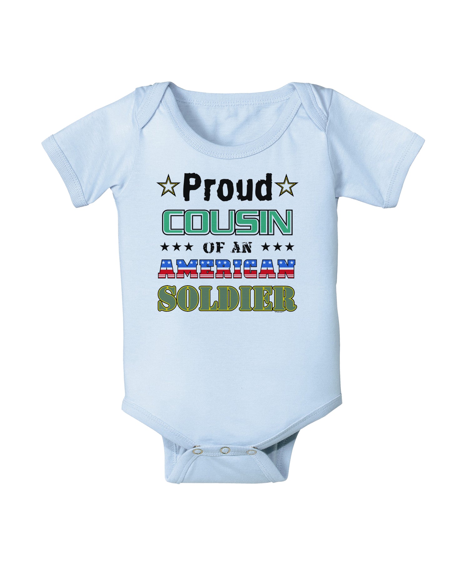 Proud Cousin of an American Soldier Baby Bodysuit One Piece-Baby Romper-TooLoud-Light-Blue-06-Months-Davson Sales