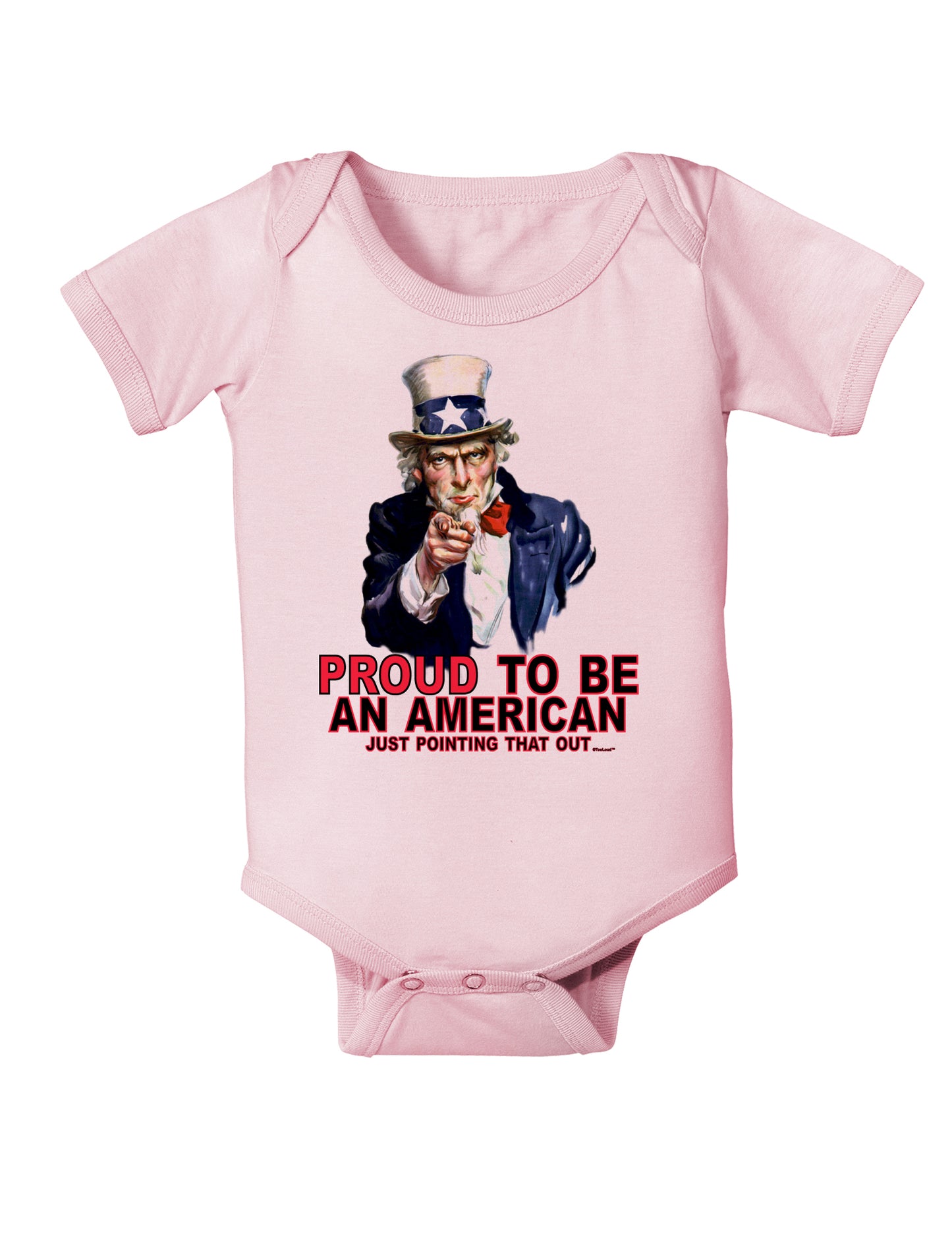 Uncle Sam Proud to be an American Baby Bodysuit One Piece-Baby Romper-TooLoud-Light-Pink-06-Months-Davson Sales
