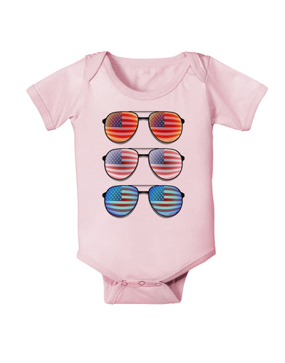Red White and Blue USA Flag Aviators Baby Bodysuit One Piece-Baby Romper-TooLoud-Light-Pink-06-Months-Davson Sales