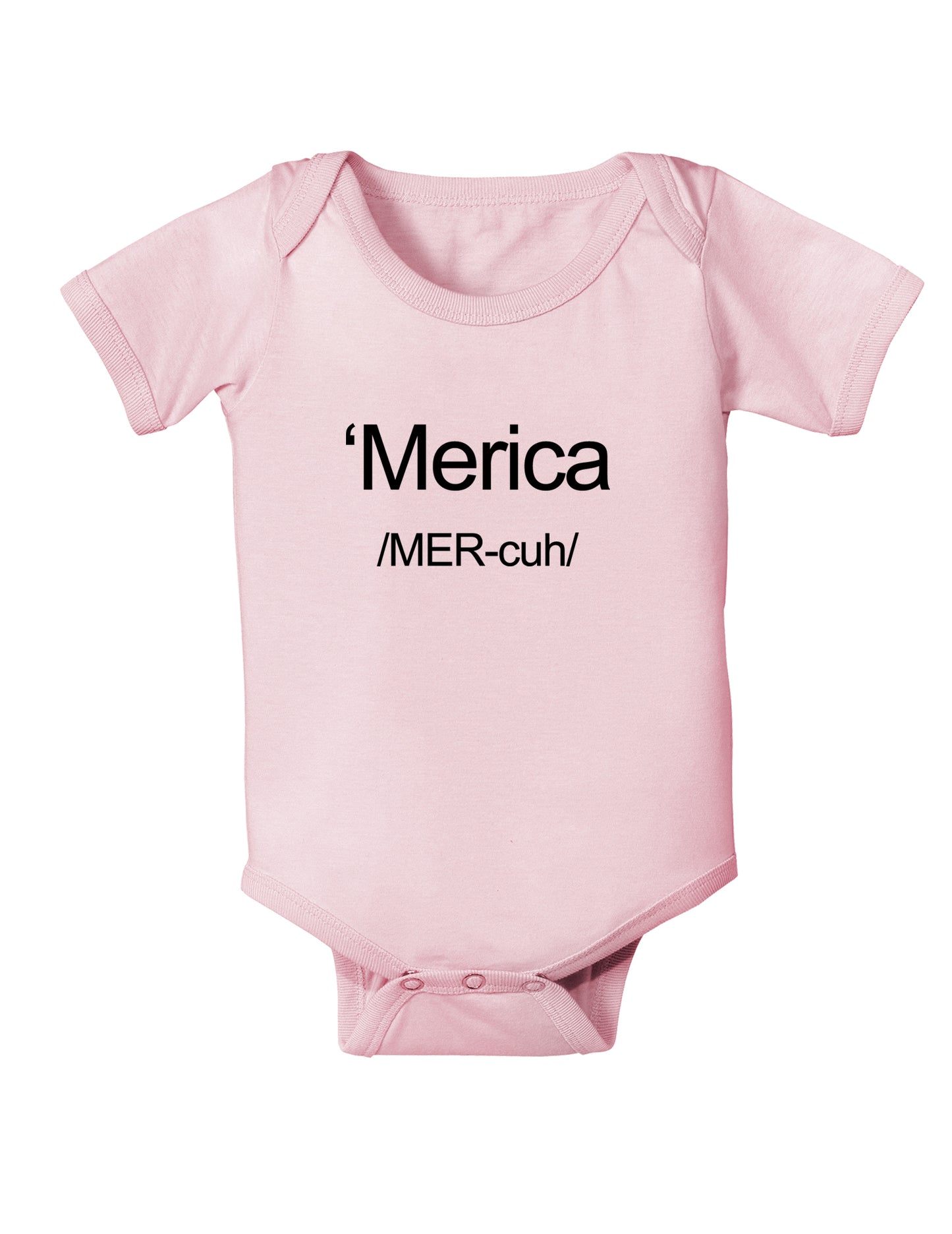 Merica Text Baby Bodysuit One Piece-Baby Romper-TooLoud-Light-Pink-06-Months-Davson Sales