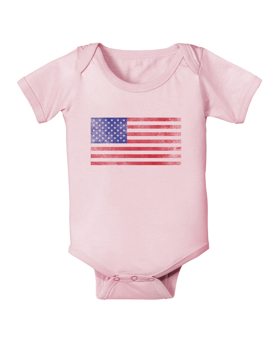 Weathered American Flag Baby Bodysuit One Piece-Baby Romper-TooLoud-White-06-Months-Davson Sales