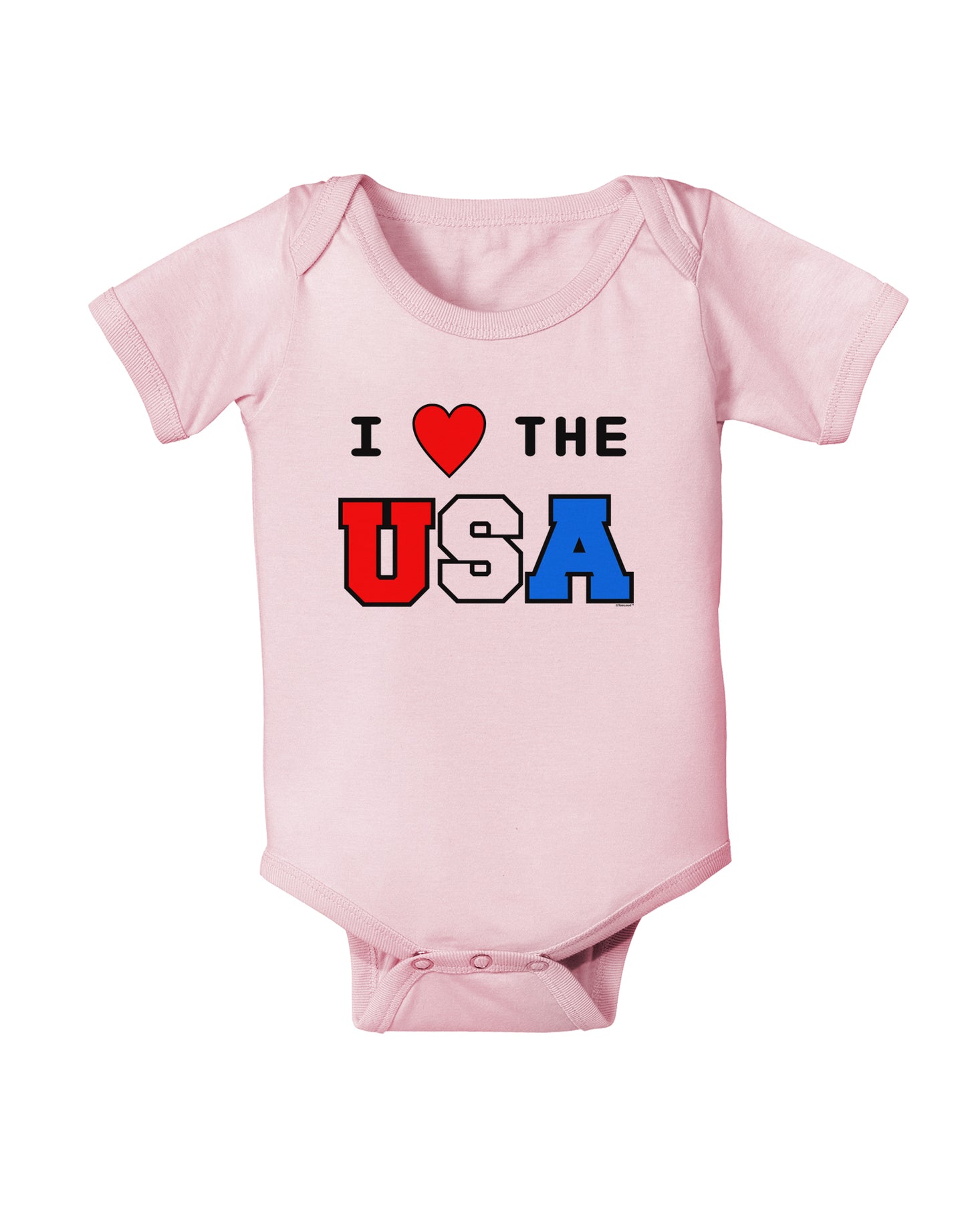 I Love Heart the USA Baby Bodysuit One Piece-Baby Romper-TooLoud-Light-Pink-06-Months-Davson Sales