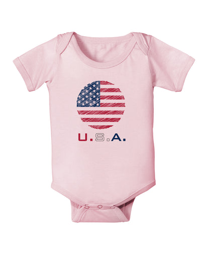 American Flag Scribble Baby Bodysuit One Piece-Baby Romper-TooLoud-Light-Pink-06-Months-Davson Sales