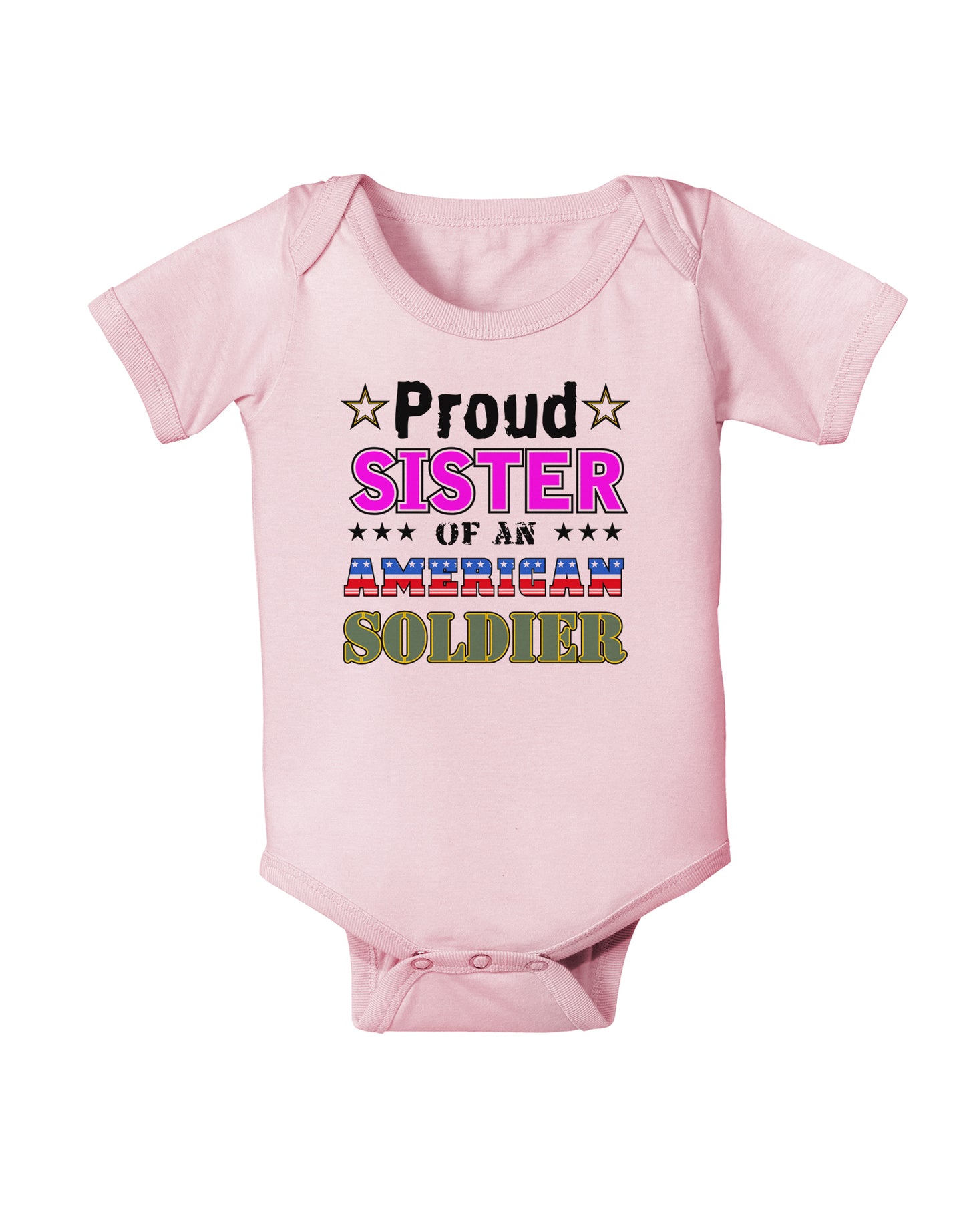 Proud Sister of an American Soldier Baby Bodysuit One Piece-Baby Romper-TooLoud-Light-Pink-06-Months-Davson Sales