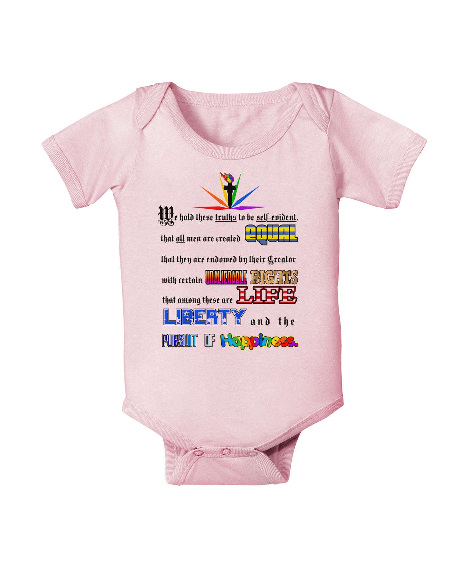Equality Life Liberty Pursuit of Happiness Baby Bodysuit One Piece-Baby Romper-TooLoud-Light-Pink-06-Months-Davson Sales