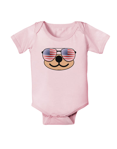 Kyu-T Face - Beartholomew Patriotic Sunglasses Baby Bodysuit One Piece-Baby Romper-TooLoud-Light-Pink-06-Months-Davson Sales