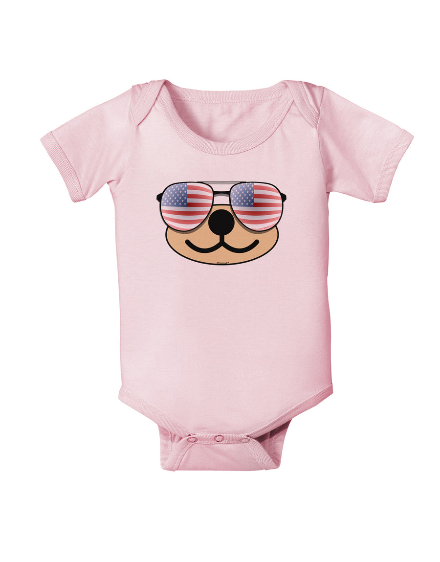 Kyu-T Face - Beartholomew Patriotic Sunglasses Baby Bodysuit One Piece-Baby Romper-TooLoud-White-06-Months-Davson Sales