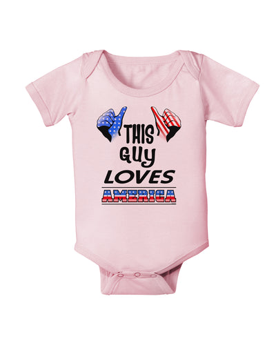 This Guy Loves America Baby Bodysuit One Piece-Baby Romper-TooLoud-Light-Pink-06-Months-Davson Sales