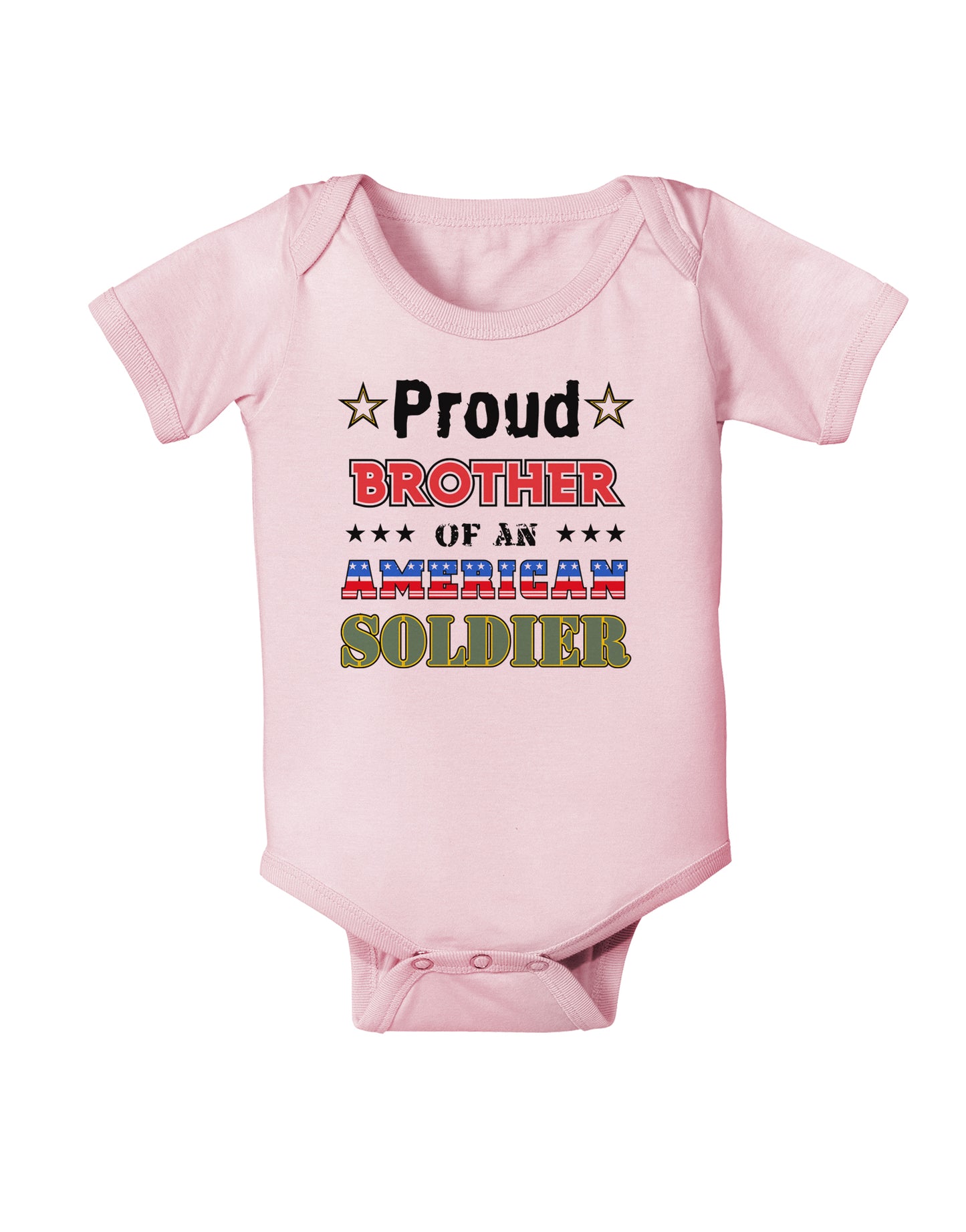 Proud Brother of an American Soldier Baby Bodysuit One Piece-Baby Romper-TooLoud-Light-Pink-06-Months-Davson Sales