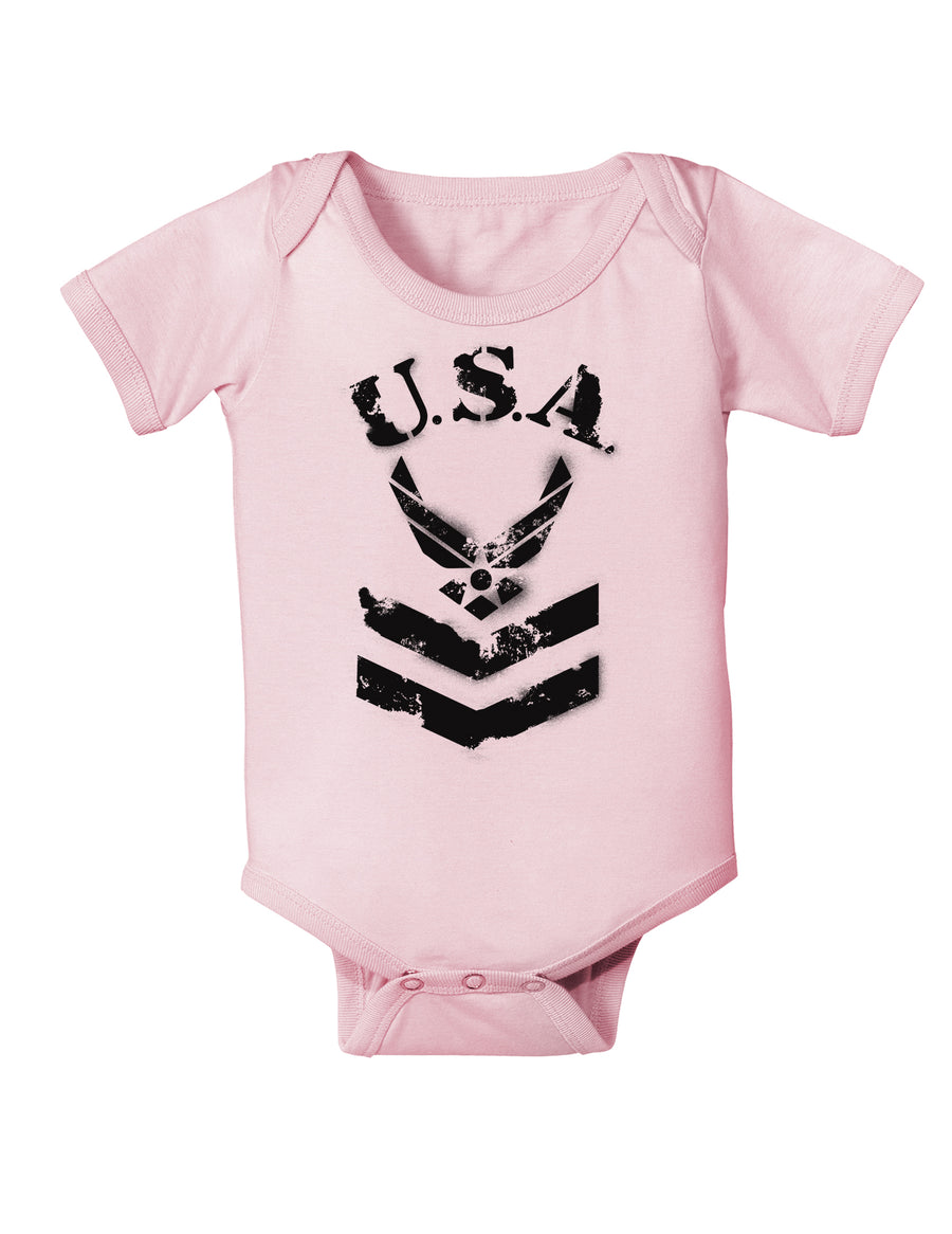 USA Military Air Force Stencil Logo Baby Bodysuit One Piece-Baby Romper-TooLoud-White-06-Months-Davson Sales