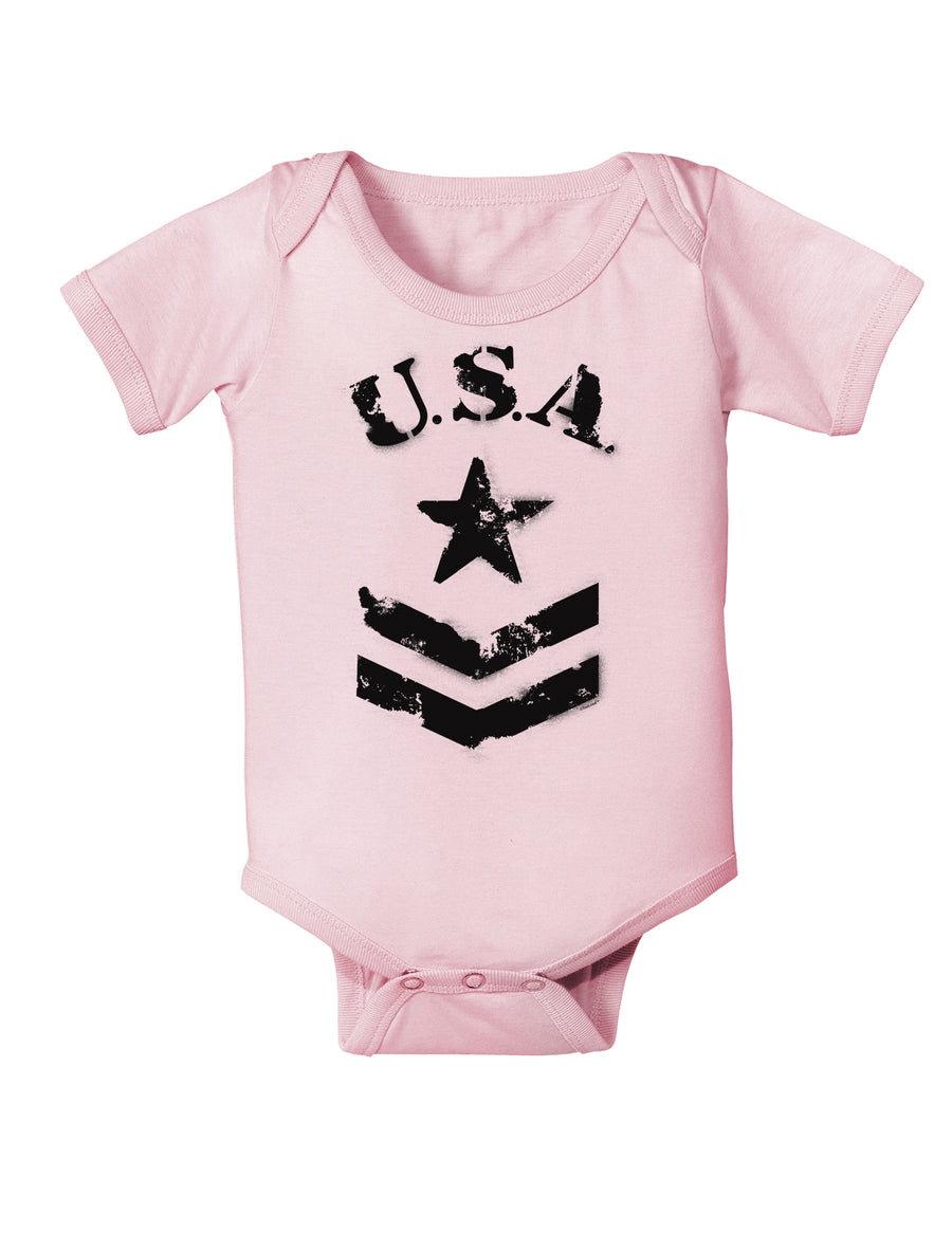 USA Military Star Stencil Logo Baby Bodysuit One Piece-Baby Romper-TooLoud-White-06-Months-Davson Sales