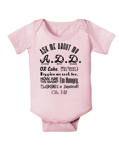 Ask Me About My A.D.D. Baby Bodysuit One Piece-Baby Romper-TooLoud-Light-Pink-06-Months-Davson Sales