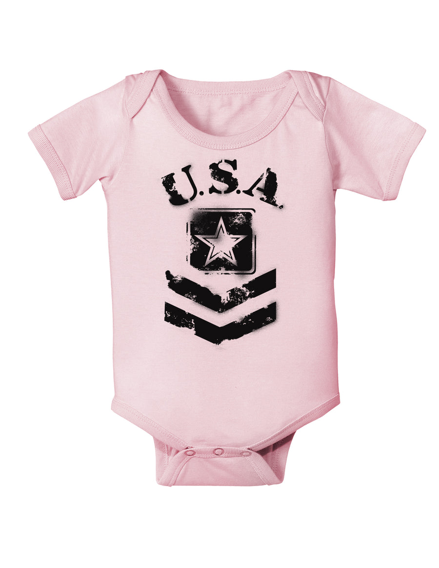 USA Military Army Stencil Logo Baby Bodysuit One Piece-Baby Romper-TooLoud-White-06-Months-Davson Sales